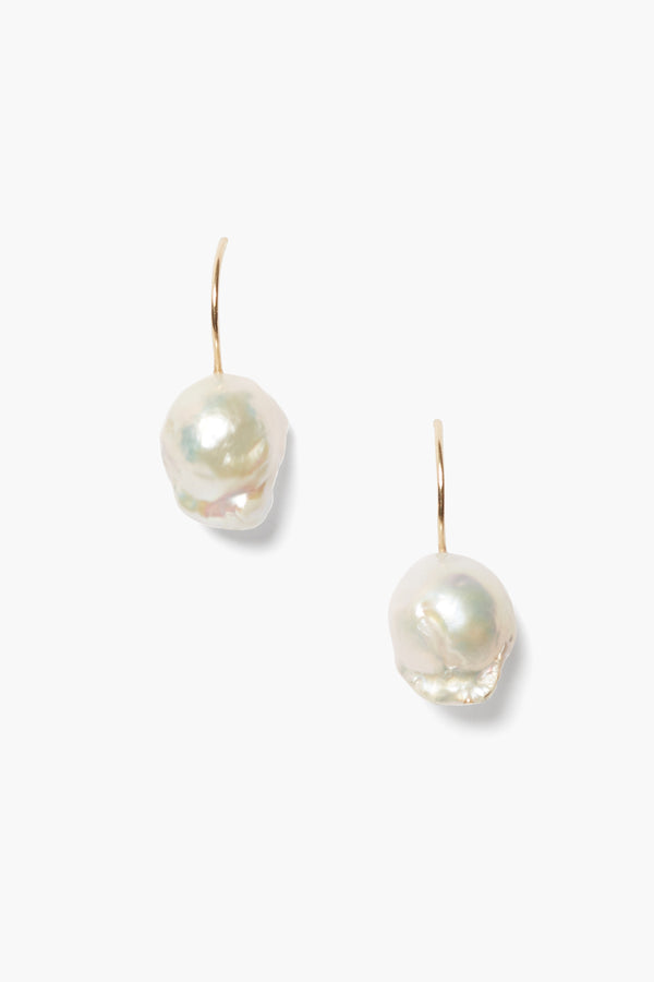 14k Baroque Earrings White Pearl