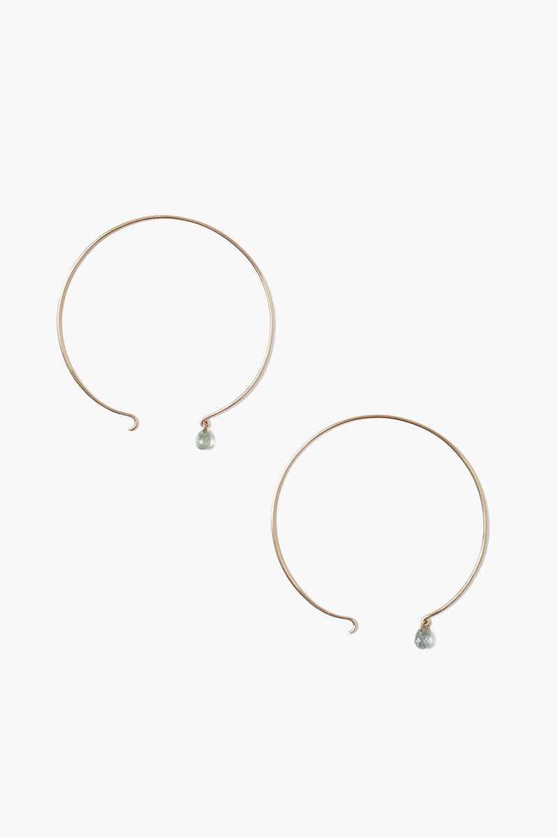 14k Belle Hoop Earrings Maxi Green Sapphire
