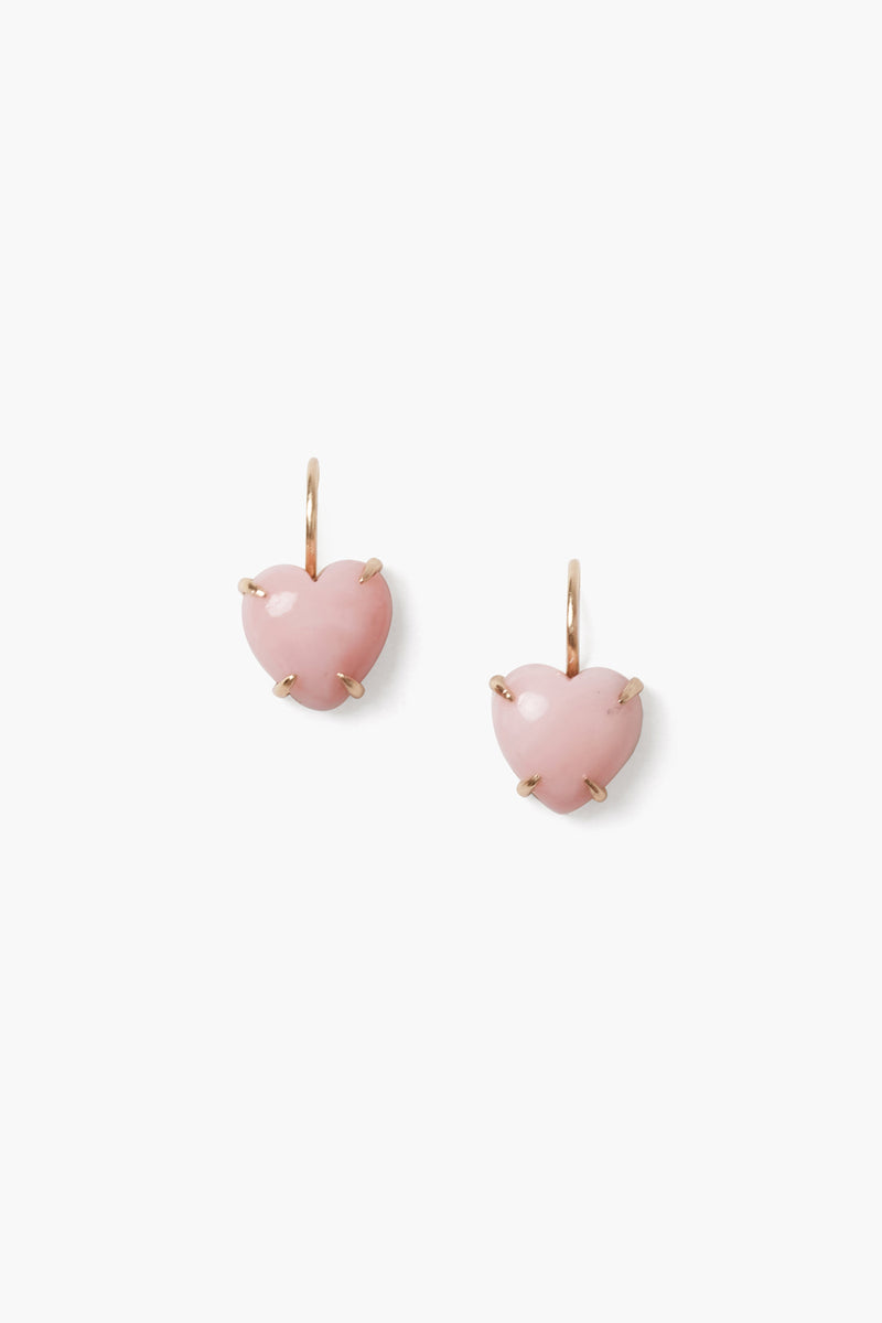 14k Heart Earrings Pink Opal