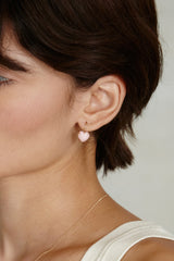 14k Heart Earrings Pink Opal