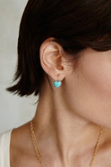 14k Heart Earrings Turquoise