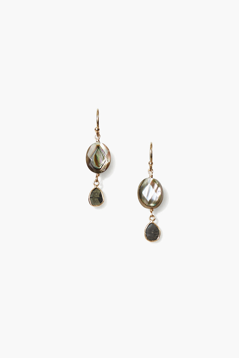 14k Rabat Drop Earrings Abalone Mix