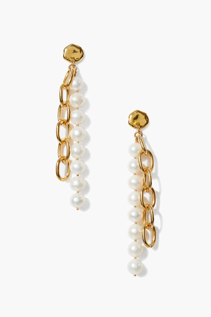 chan luu Esme Chain Earrings White Pearl Earrings