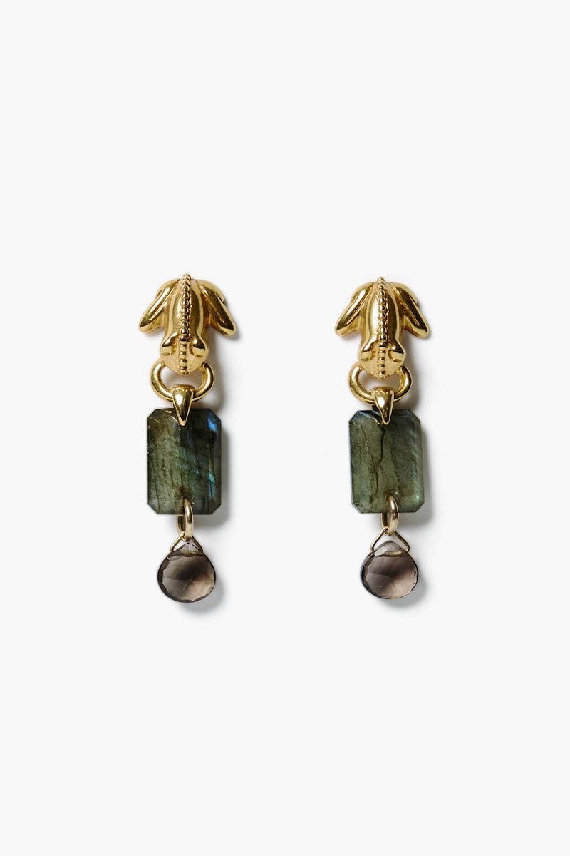 Frog Tiered Drop Earrings Labradorite