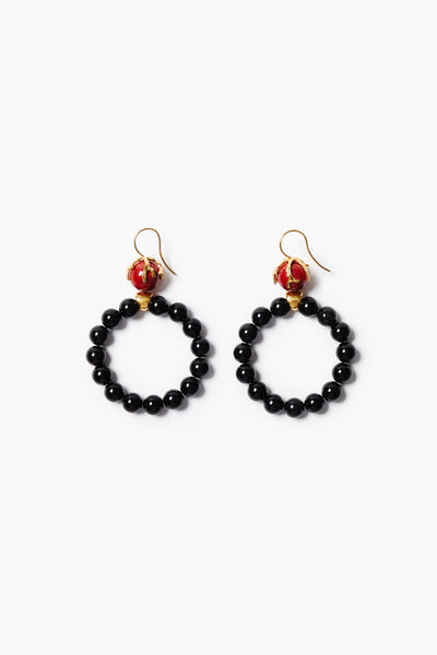 Coral Crown Hoop Earrings Onyx