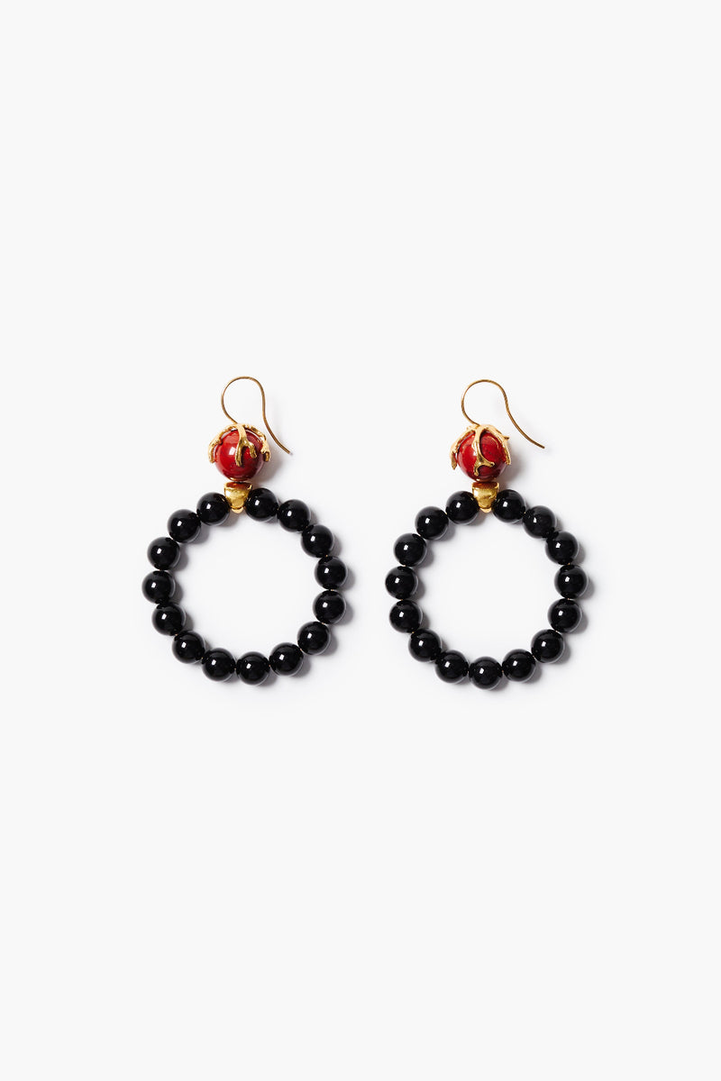Coral Crown Hoop Earrings Onyx