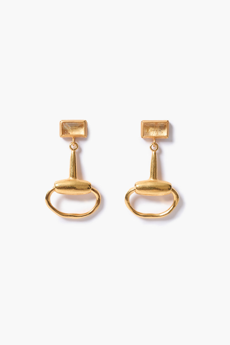 Horsebit Drop Earrings Citrine