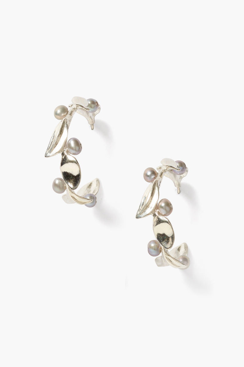 Olive Branch Hoop Earrings Maxi Silver