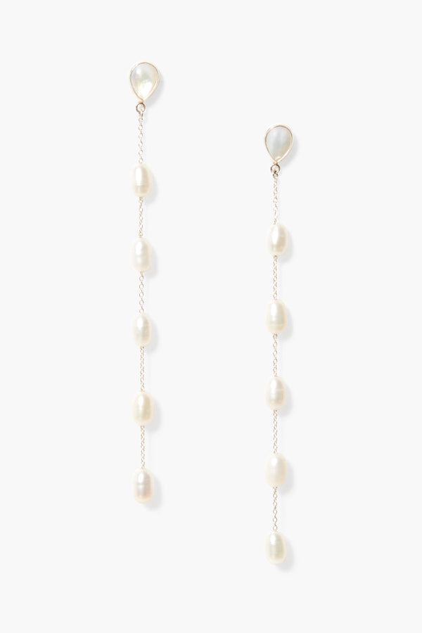 Gwen Tiered Pearl Earrings White Pearl