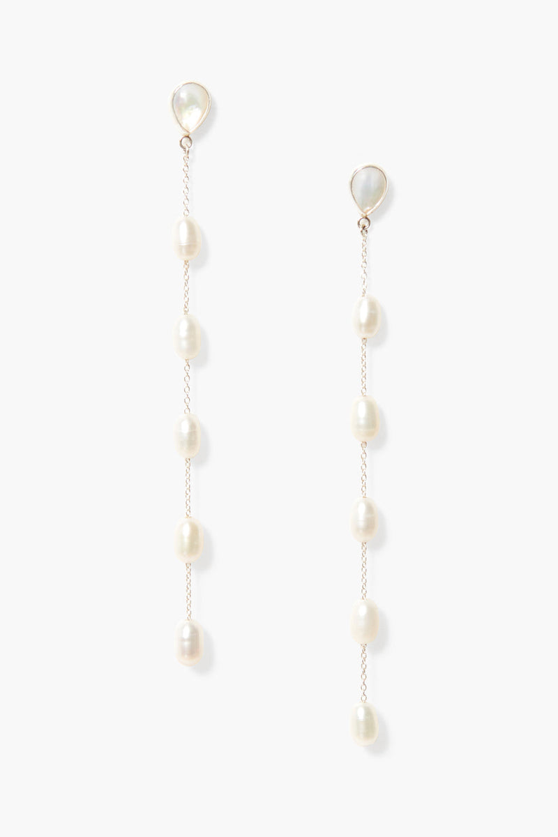 Gwen Tiered Pearl Earrings White Pearl