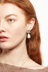 Minerva Earrings Silver White Pearl