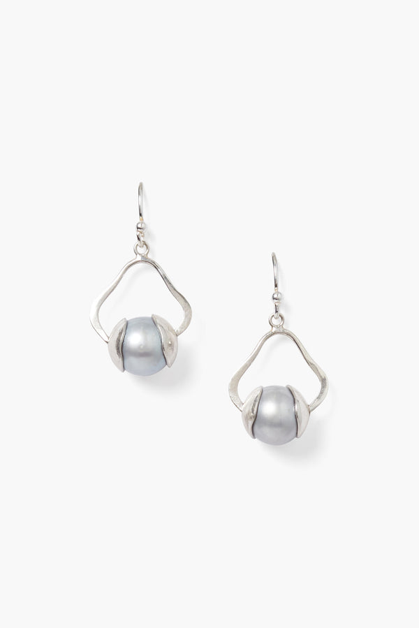 Maribel Drop Earrings Grey Pearl