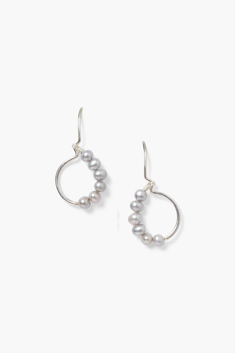 Evangeline Hoop Earrings Grey Pearl