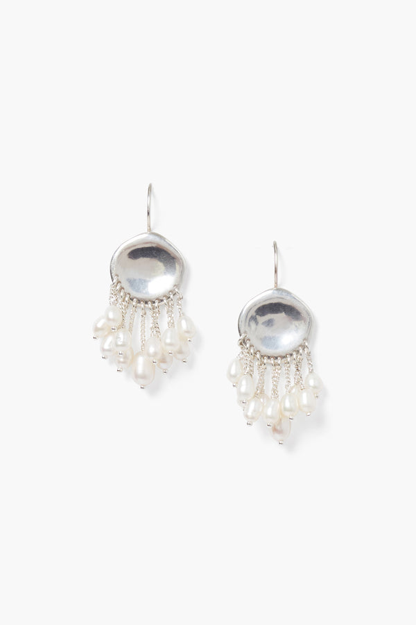 Medusa Earrings Silver White Pearl