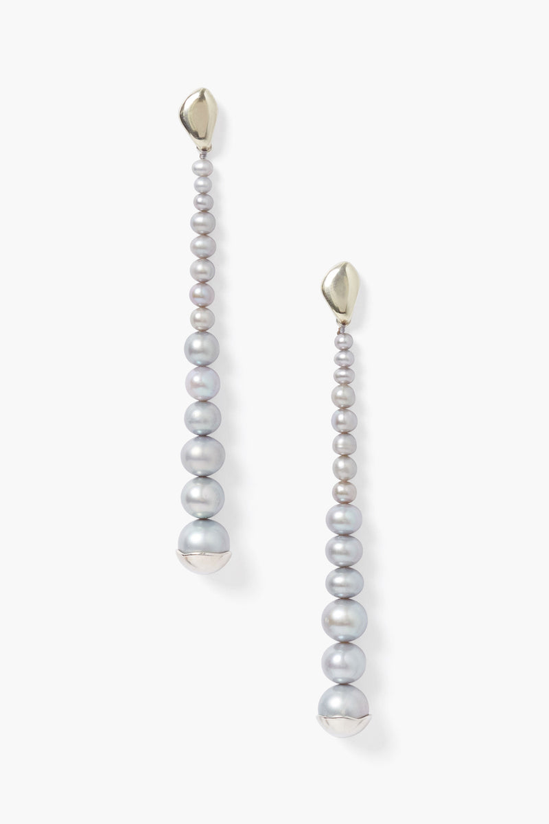 Marion Drop Earrings Grey Pearl