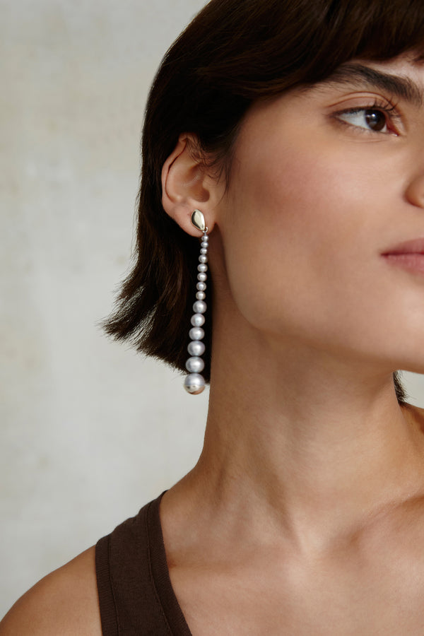 Marion Drop Earrings Grey Pearl