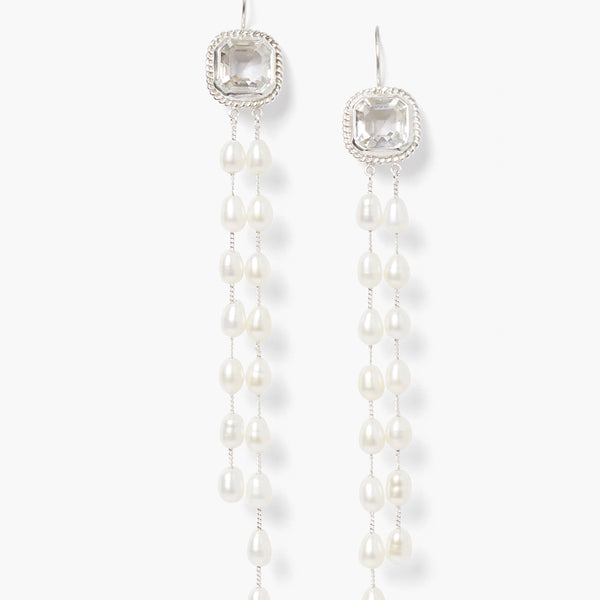 Geneva Tiered Pearl Earrings Crystal Chan Luu