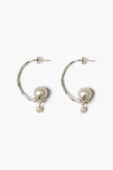 Lotus Hoop Earrings White Pearl