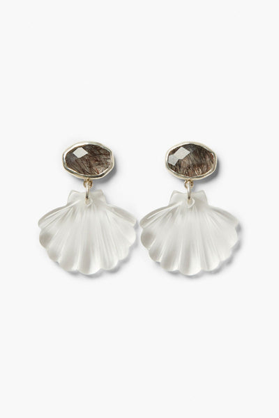 Scallop Earrings Clear Quartz