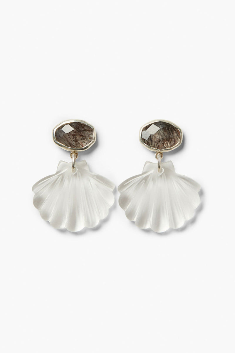 Scallop Earrings Clear Quartz