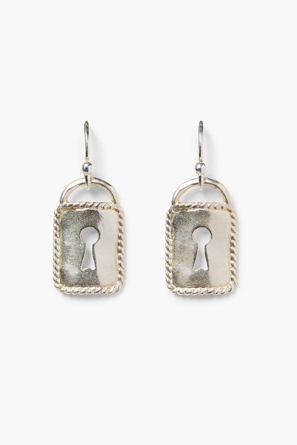 Mini Padlock Earrings Silver