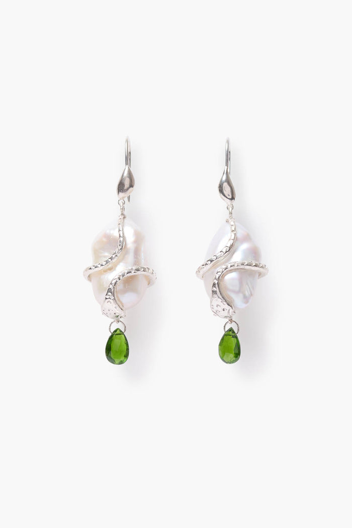 chan luu Serpent Drop Earrings White Pearl Earrings