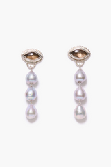 Gaze Tiered Earrings Grey Pearl