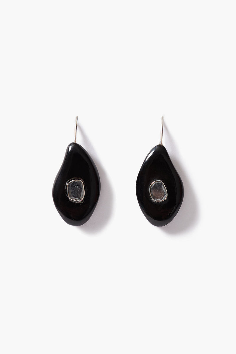 Pebble Earrings Black Horn