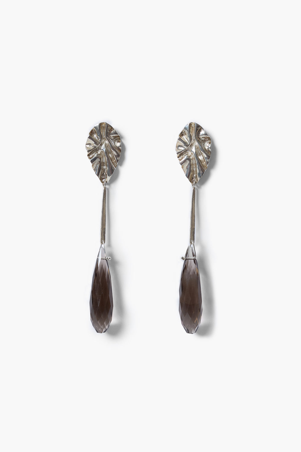 Fluted Drop Earrings Smoky Quartz