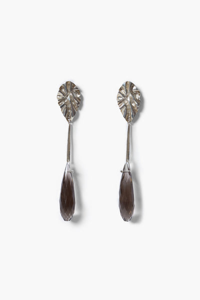 Fluted Drop Earrings Smoky Quartz