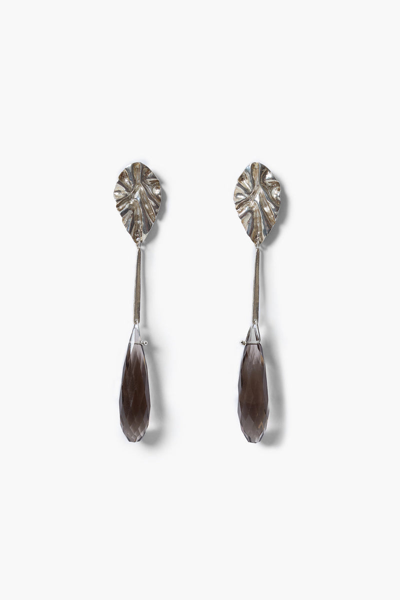 Fluted Drop Earrings Smoky Quartz