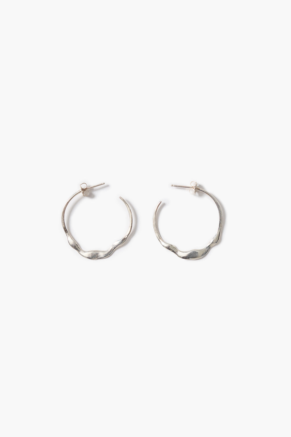 Crescent Hoop Earrings Silver