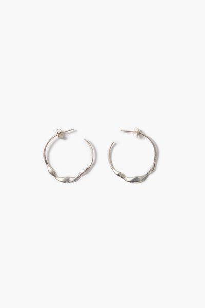 Crescent Hoop Earrings Silver