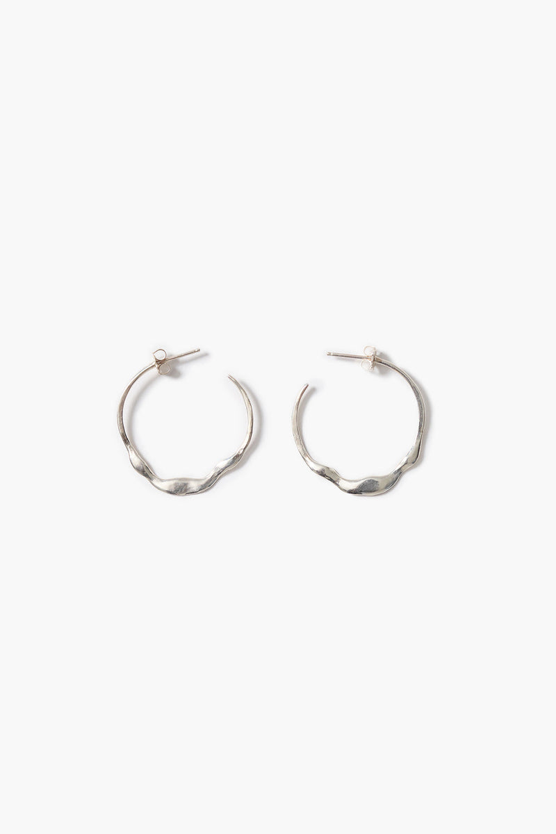 Crescent Hoop Earrings Silver