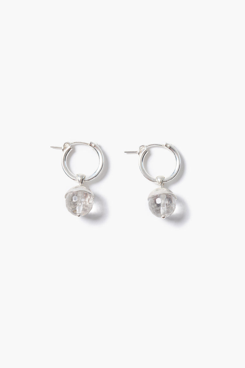 Bell Hoop Earrings Clear Quartz