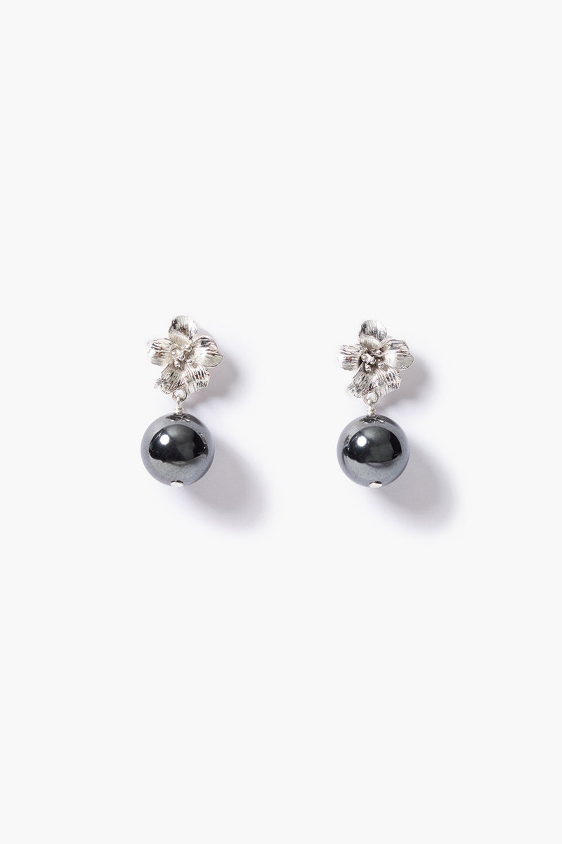 Hibiscus Drop Earrings Hematite