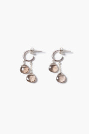 Dew Drop Hoop Earrings Smoky Quartz