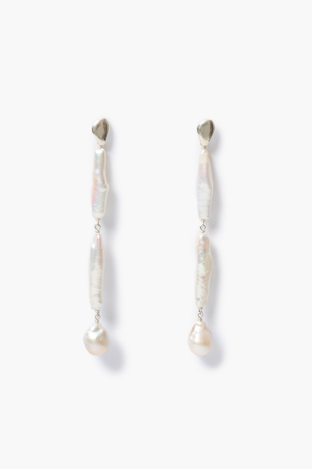 Match Stick Earrings White Pearl