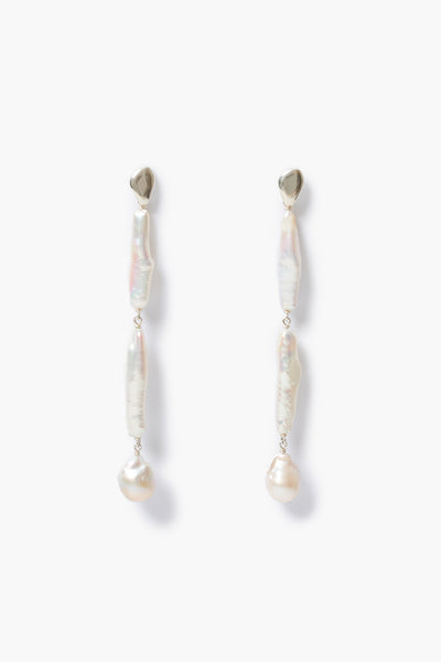 Match Stick Earrings White Pearl