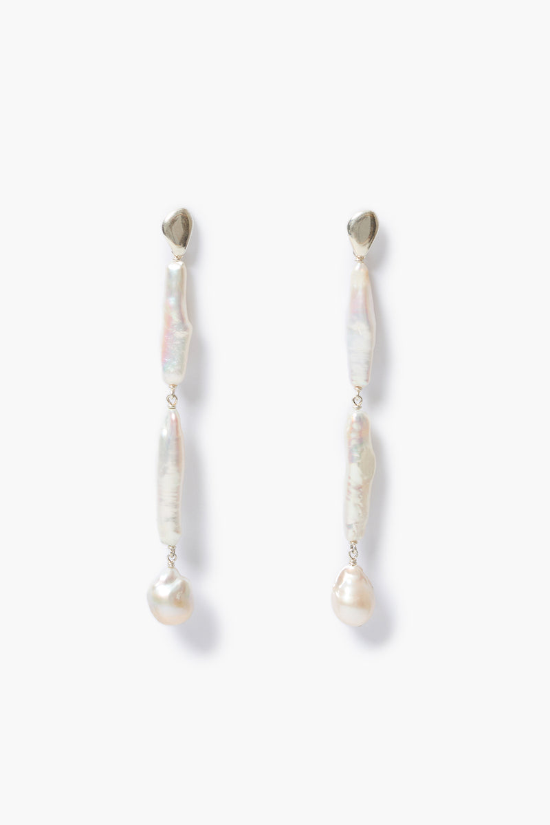 Match Stick Earrings White Pearl