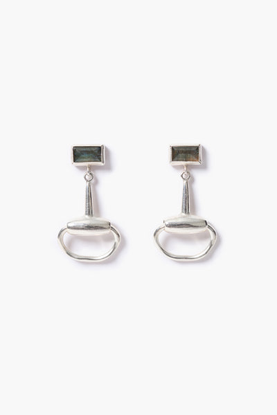 Horsebit Drop Earrings Labradorite