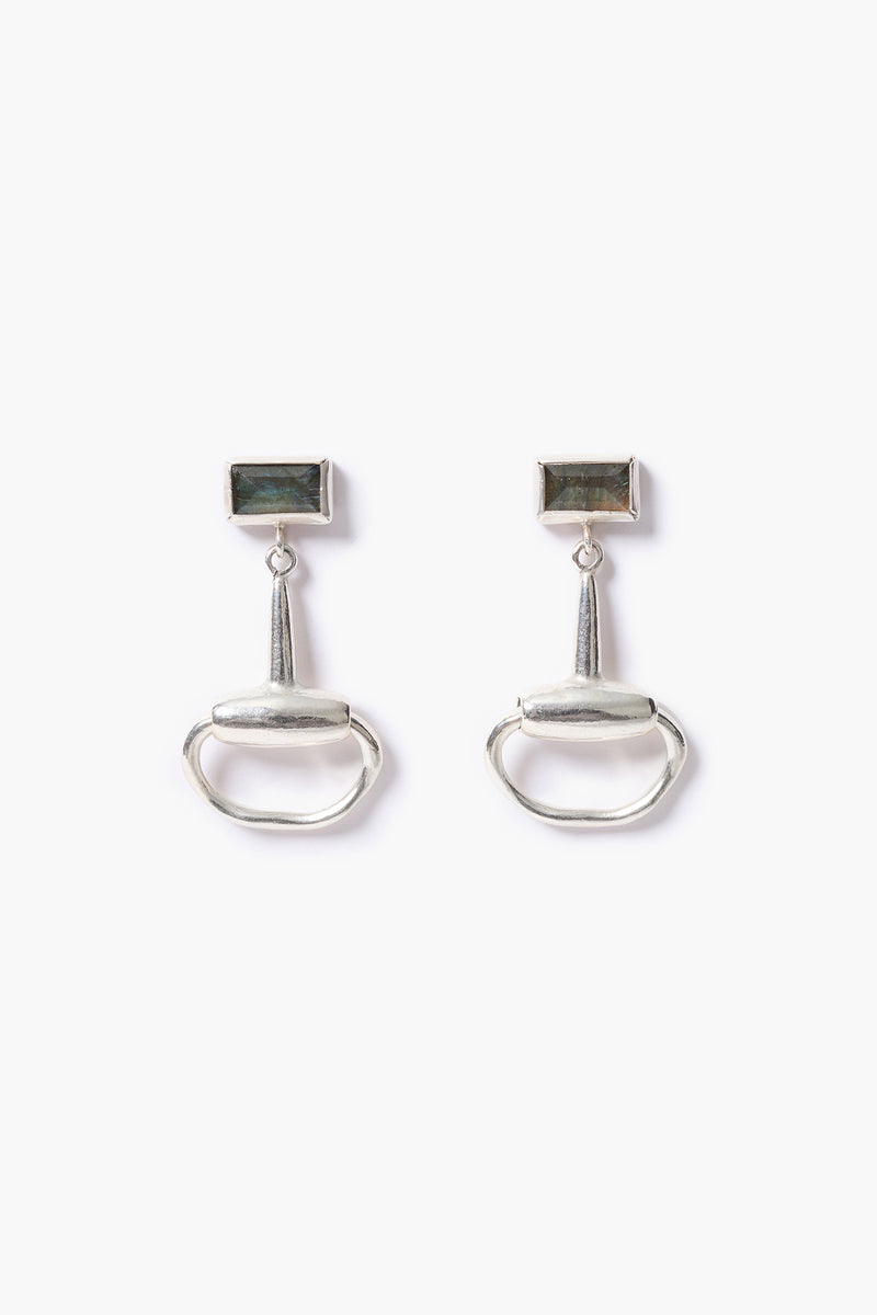 Horsebit Drop Earrings Labradorite
