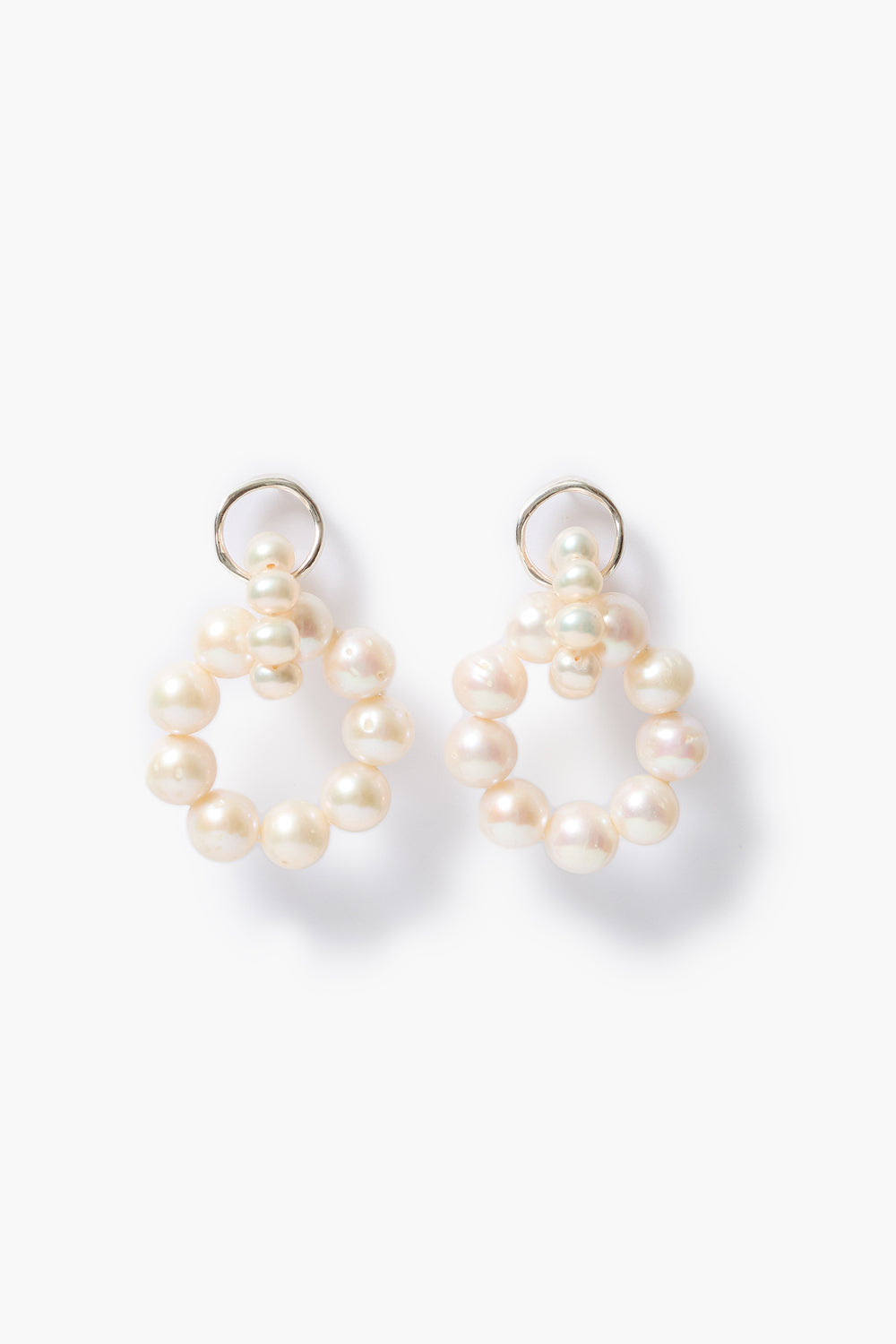 Link Hoop Earrings White Pearl