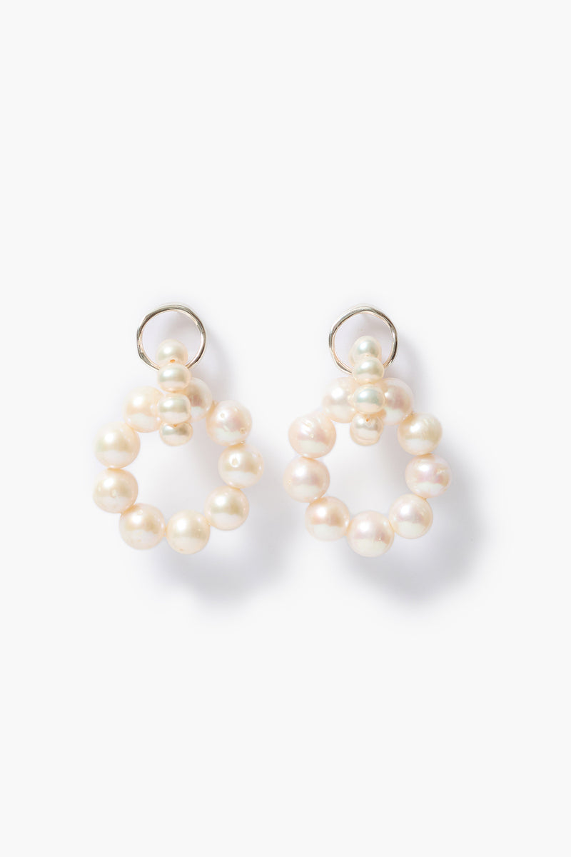 Link Hoop Earrings White Pearl