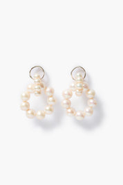 Link Hoop Earrings White Pearl