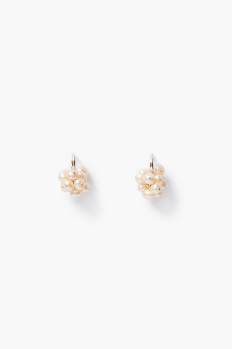 Mini Cluster Hoop Earrings Pearl