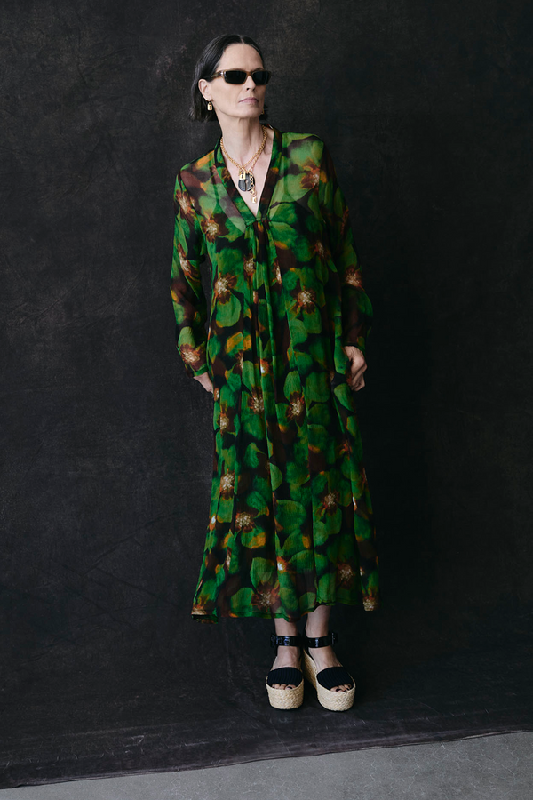 Renata Silk Chiffon Dress Primrose Green
