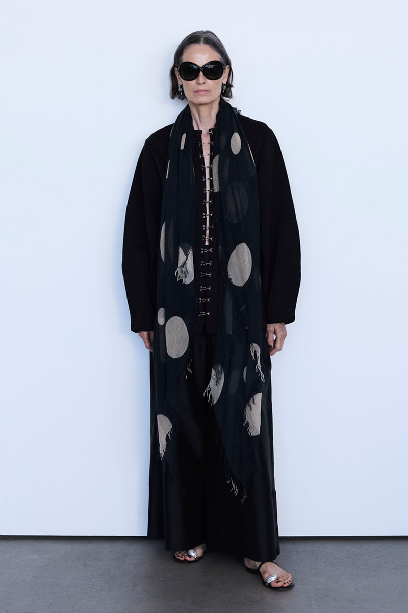 Cashmere and Silk Scarf Black Polka Dot