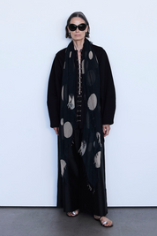 Cashmere and Silk Scarf Black Polka Dot