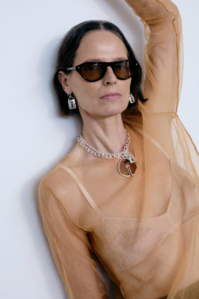 Padlock Necklace Brown Horn